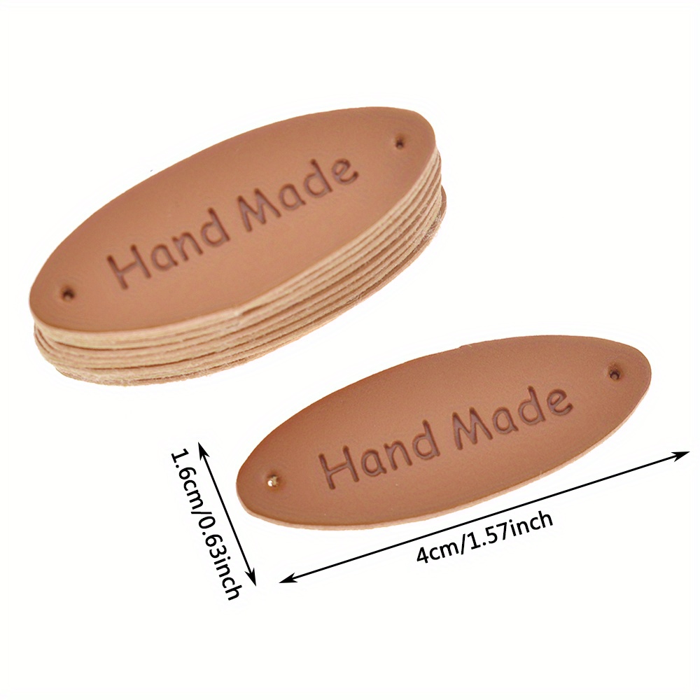 50pcs Heart-shaped Oval Handmade Faux Leather Tags For Clothing, Suits, Coats, Cuffs, Pockets, Socks, Shoes, Hats & Bags - Sewing & Knitting Supplies