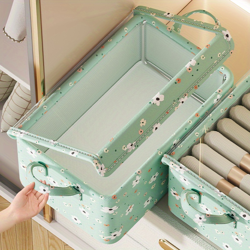 1pc small flower storage box clothes storage basket household living room   storage box clothes pants storage fabric finishing box details 5