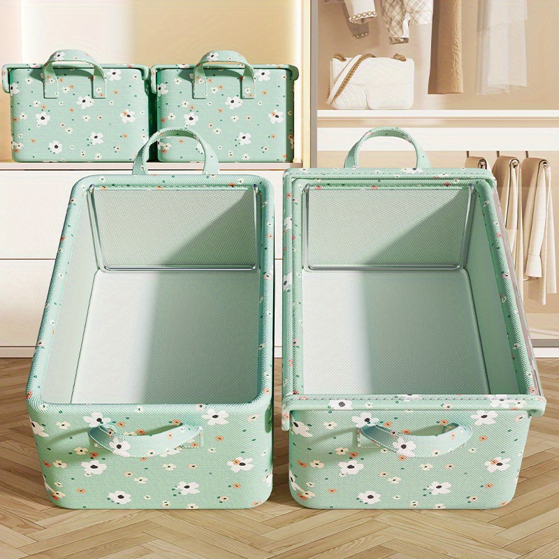 1pc small flower storage box clothes storage basket household living room   storage box clothes pants storage fabric finishing box details 6