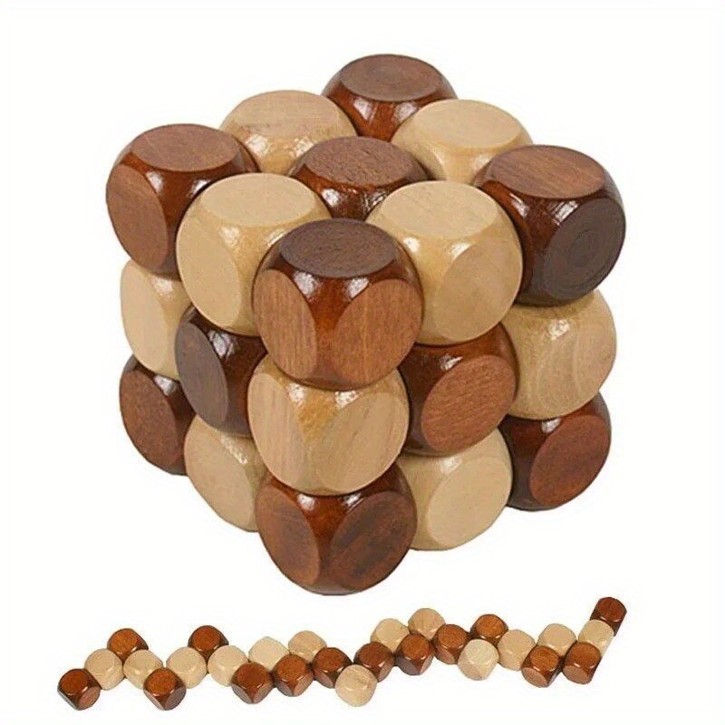 Wooden 3d Puzzles 25 T shaped Blocks Classic Luban Lock Cube - Temu