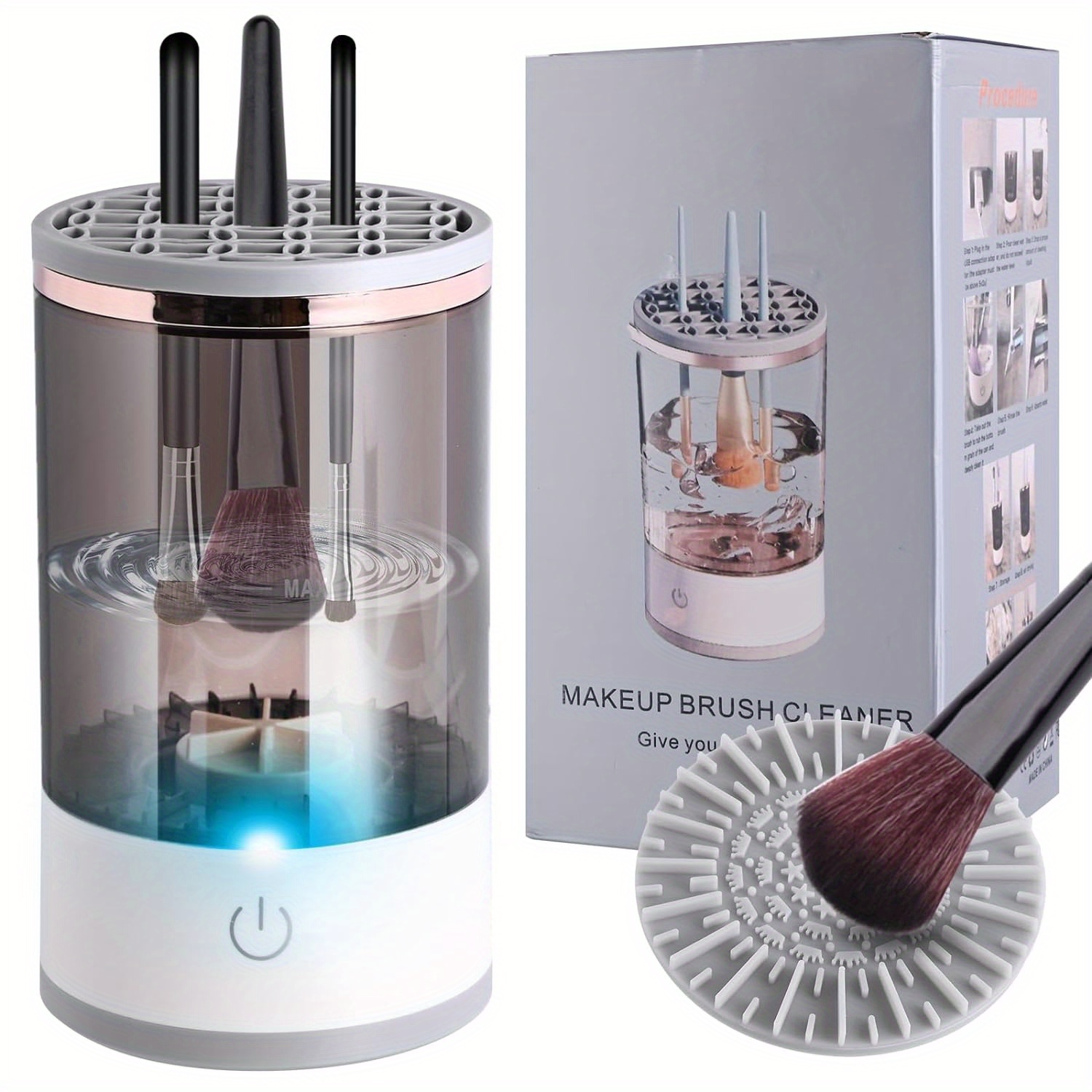 RetroFun - Mini detergente per pennelli da trucco, a forma di macchina  elettronica, dispositivo di pulizia automatico per il trucco, per  frullatore di bellezza, spugne, pennelli cosmetici in polvere : :  Bellezza