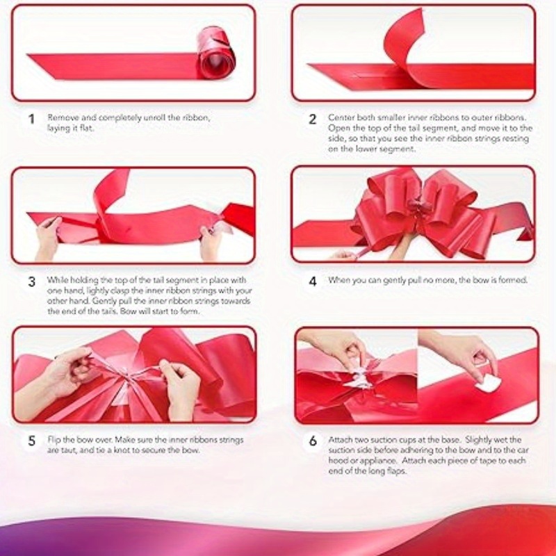 Happy Birthday Car Bow Large Car Ribbon Bow Wrapping Bow Decorative Pull Bow for Christmas Party Birthday Car Decoration (Red 20 Inches)