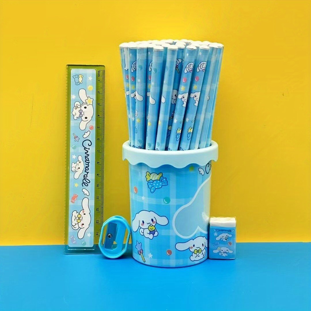 50pcs/set Hello Kitty Kuromi Melody Cinnamoroll Hb Pencils With Ruler And  Pencil Roller Kawaii Cartoon Stationery Box Set Student Writing Drawing Hb  Pencils Sketch Pens - Sports & Outdoors - Temu