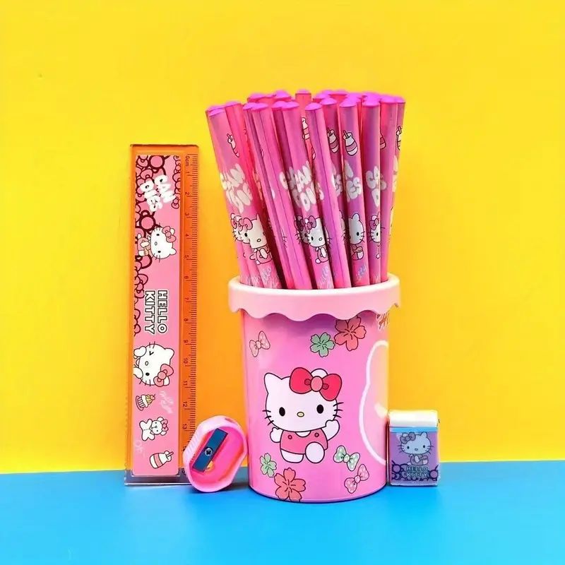50pcs/set Hello Kitty Kuromi Melody Cinnamoroll Hb Pencils With Ruler And  Pencil Roller Kawaii Cartoon Stationery Box Set Student Writing Drawing Hb  Pencils Sketch Pens - Sports & Outdoors - Temu