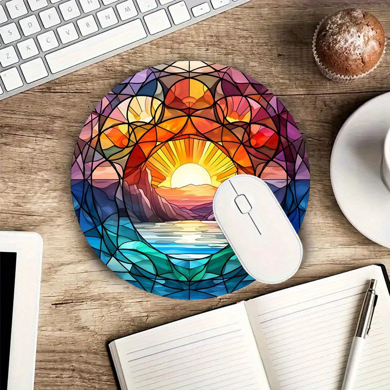 

Colorful Sunset Round Mouse Pad Funny Small Desk Mat With Non-slip Rubber Base For School And Home Mouse Mat For Computer Laptop Office As Gift For Teen Boyfriend/girlfriend Size 7.87*7.87in