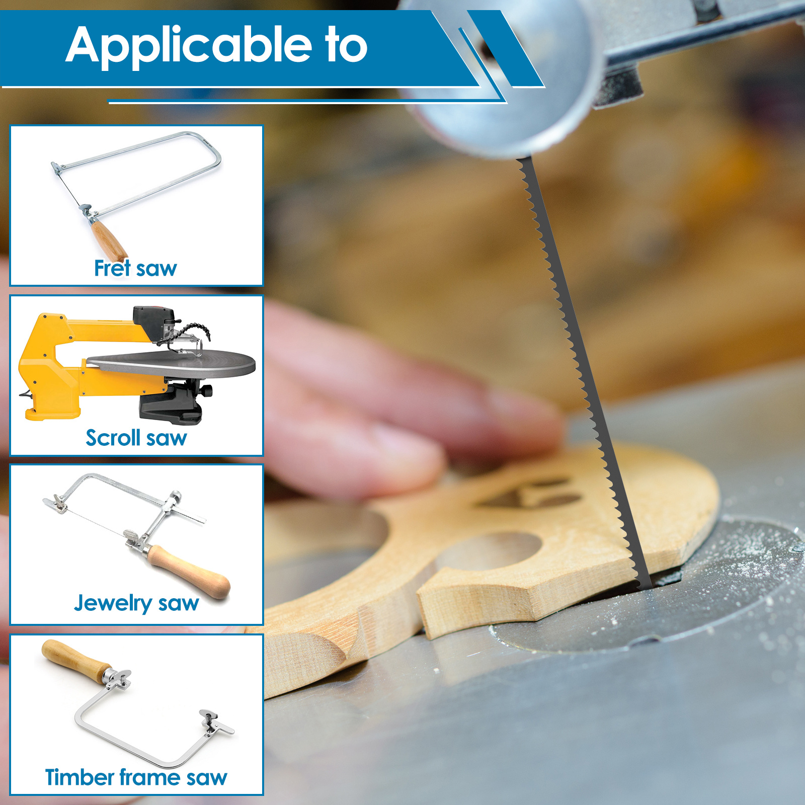 3 In 1 Small Professional Jeweler's Saw Set, Saw Frame With Tension Nut,  V-slot Bench Pin With Clamp, And 144 Pc Piercing Saws