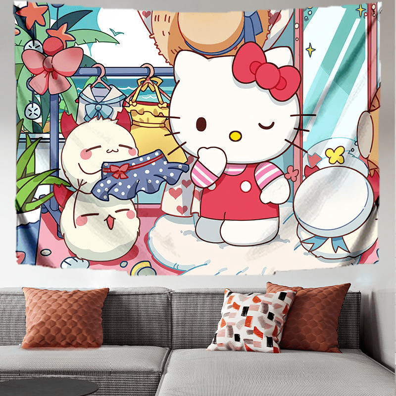 Tapestry Wall Hanging Kawaii, Hello Kitty Wall Hanging