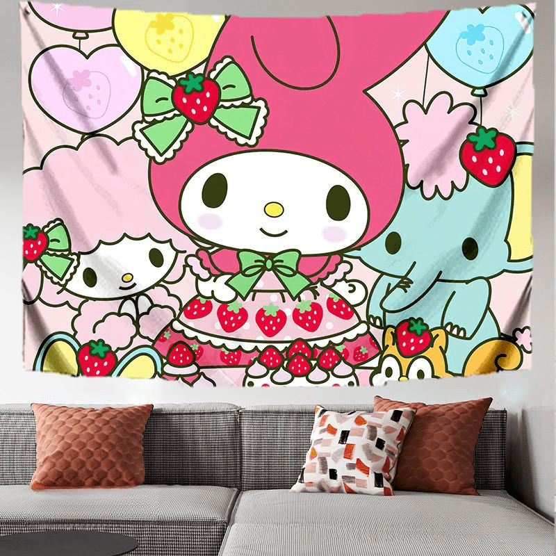 Hello Kitty Tapestry Kawaii Wall Hanging Decoration - Temu