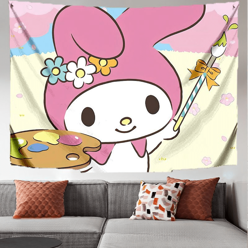 Kawaii Sanrio Cartoon Tapestry Cute Hello Kitty Room Decor Hello