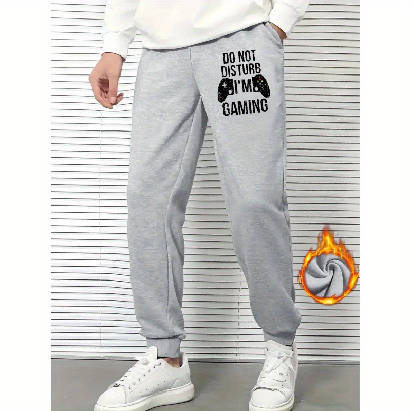 

do Not Disturb I'm Gaming" And Gamepad Graphic Print, Men's Drawstring Sweatpants, Casual Comfy Jogger Pants For Men