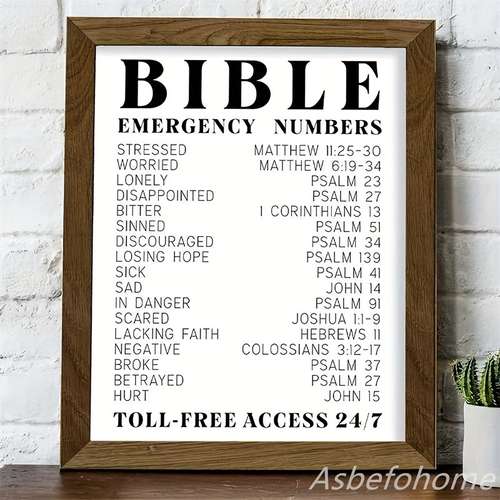 1pc, Bible Verse Emergency Numbers, Bible Verse Wall Art - Inspirational, Spiritual Typography Wall Print, Religious Gifts For Women And Men, 8x10in Unframed