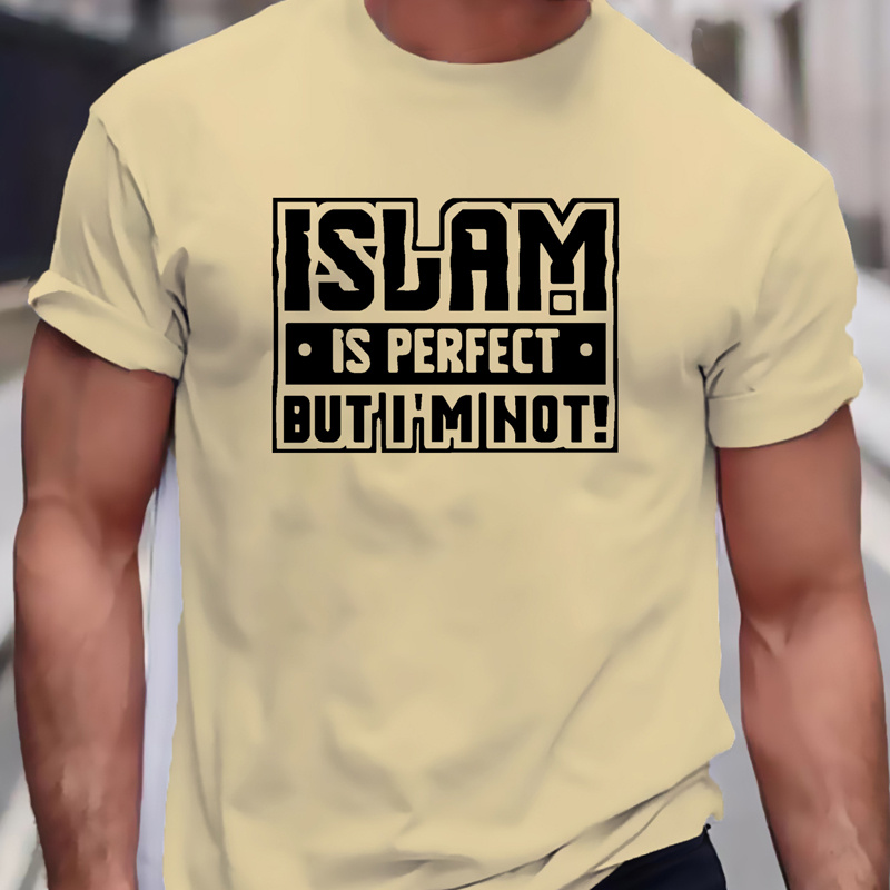 

Plus Size Men's "islam" Graphic Print T-shirt, Summer Casual Fashion Short Sleeve Tees, Clothing For Males