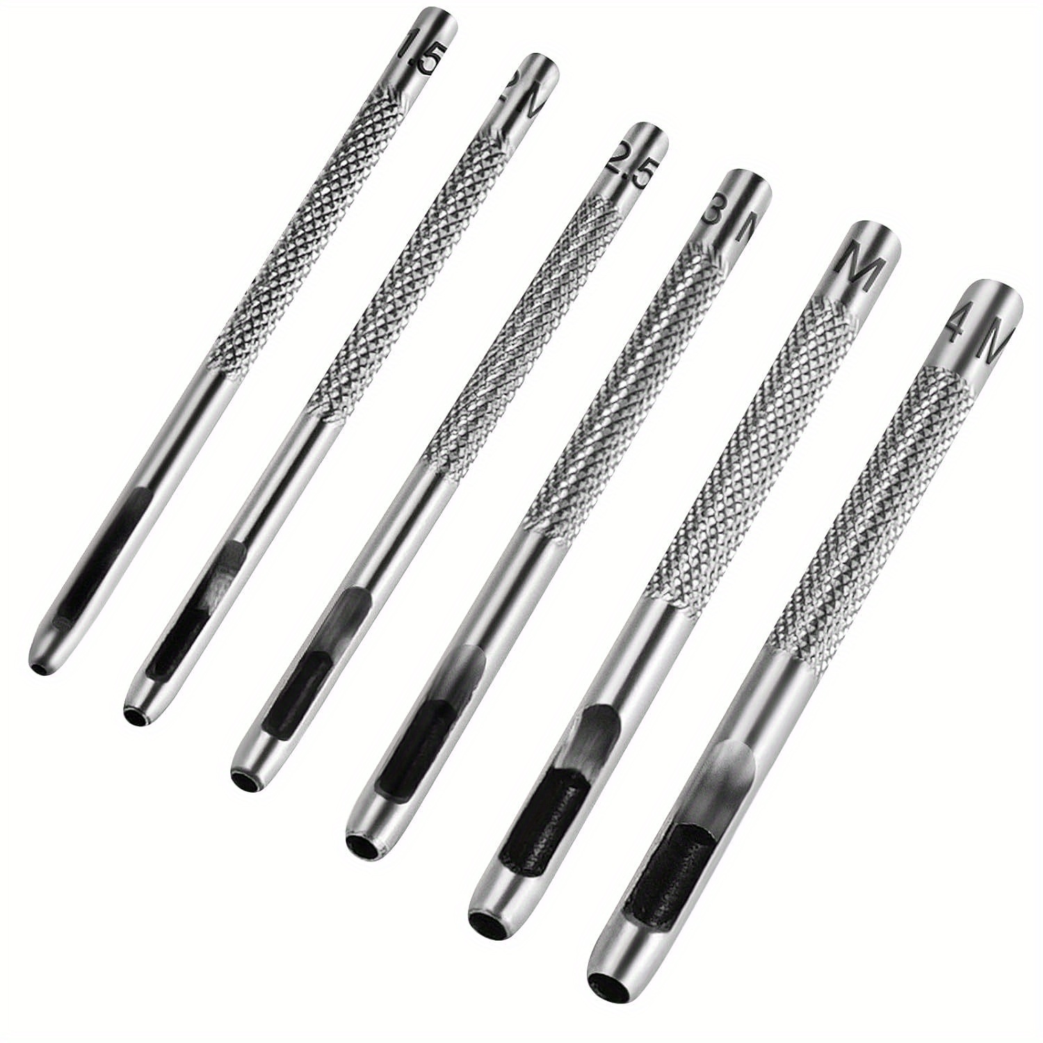 6pcs Hollow Punch Set Hole Cutting Leather Gaskets Tools 3/4/5/6/7/8/mm, Size: 6 Sizes, Silver
