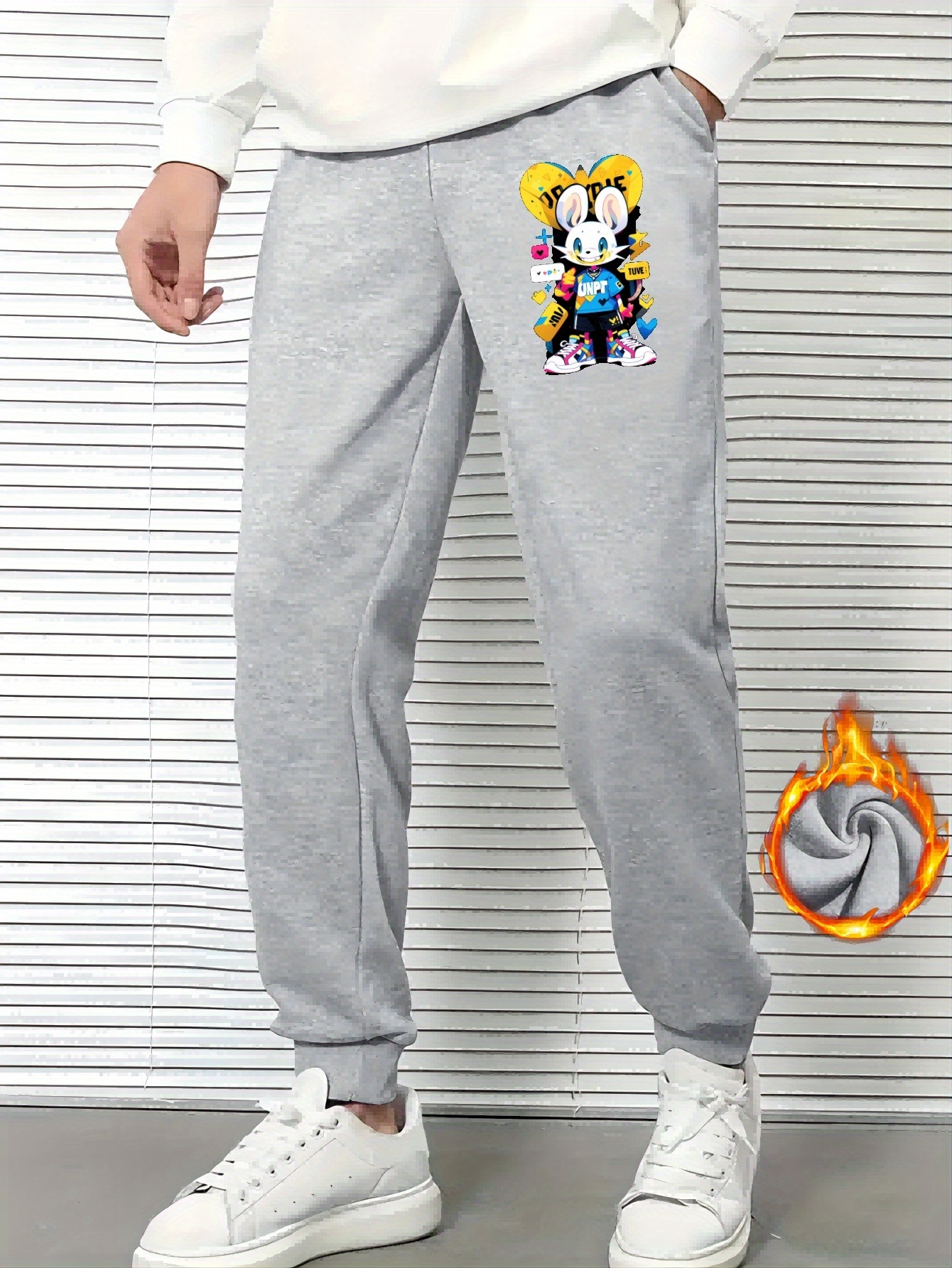 Cartoon Mouse With Retro Color Graphic Print Pantalones - Temu