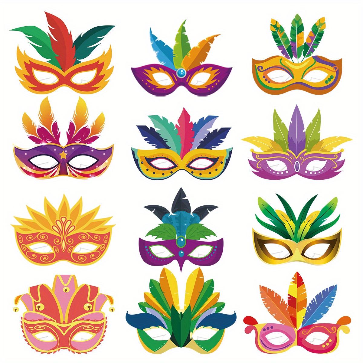 

6pcs Mardi Gras Party Favors - Colorful Paper Glasses & Masks For Fun Photo Props And Decorations