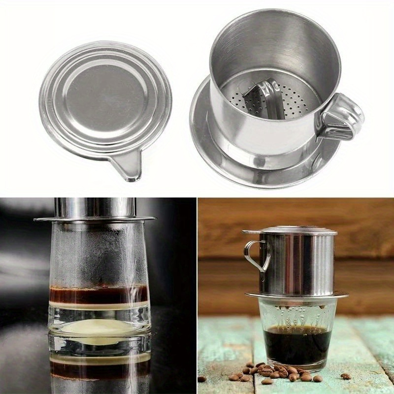 

1pc, Stainless Steel Coffee Drip Filter Maker Pot Infuse Cup Vietnam Style Coffee Mug Cup Strainer Coffee Tools