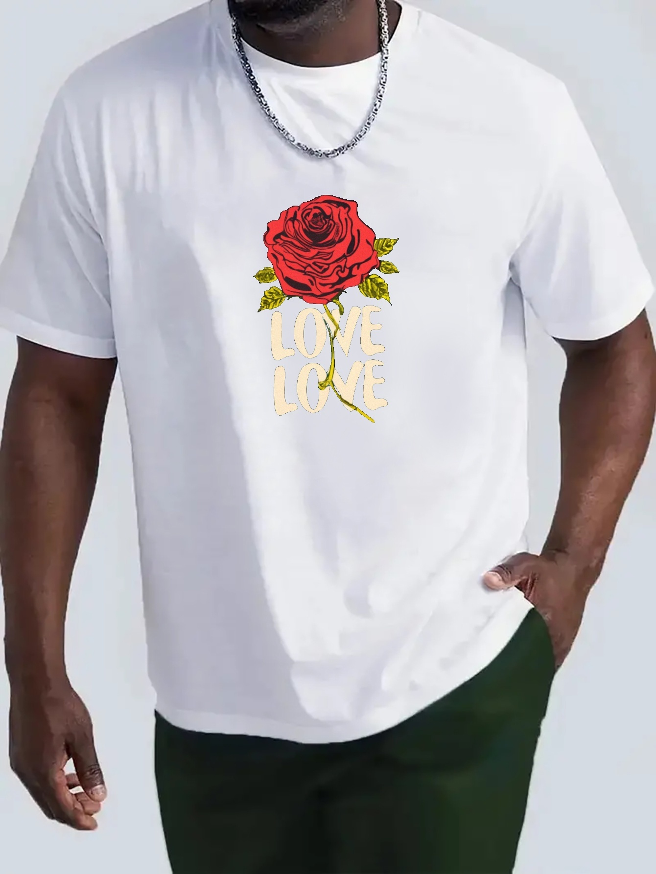 Mens rose print t 2024 shirt