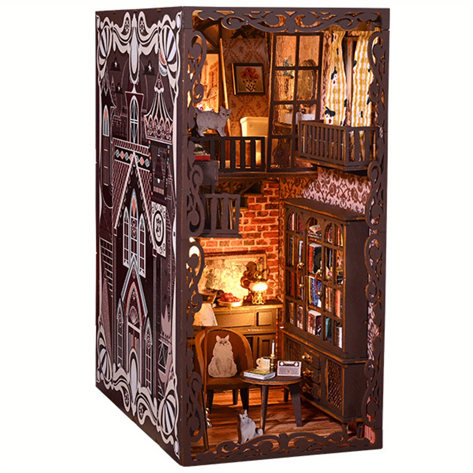DIY Book Nook Kit，DIY House Kit，Model Build-Creativity Kit with LED  Light，Perfect Gift and Collectibles 