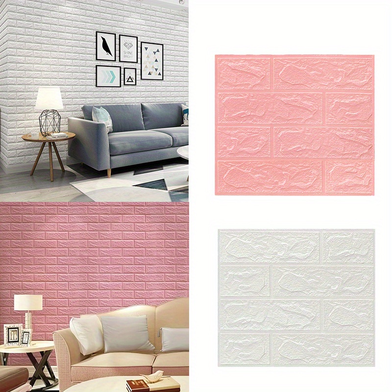 30 x 27 Blanc Brique 3D Panneaux Muraux Peler et Coller Papier Peint 3D  Panneaux Muraux Auto-Adhésifs Briques de Mousse Faux pour TV Murs / Décor  Mural de Fond de Canapé, 1