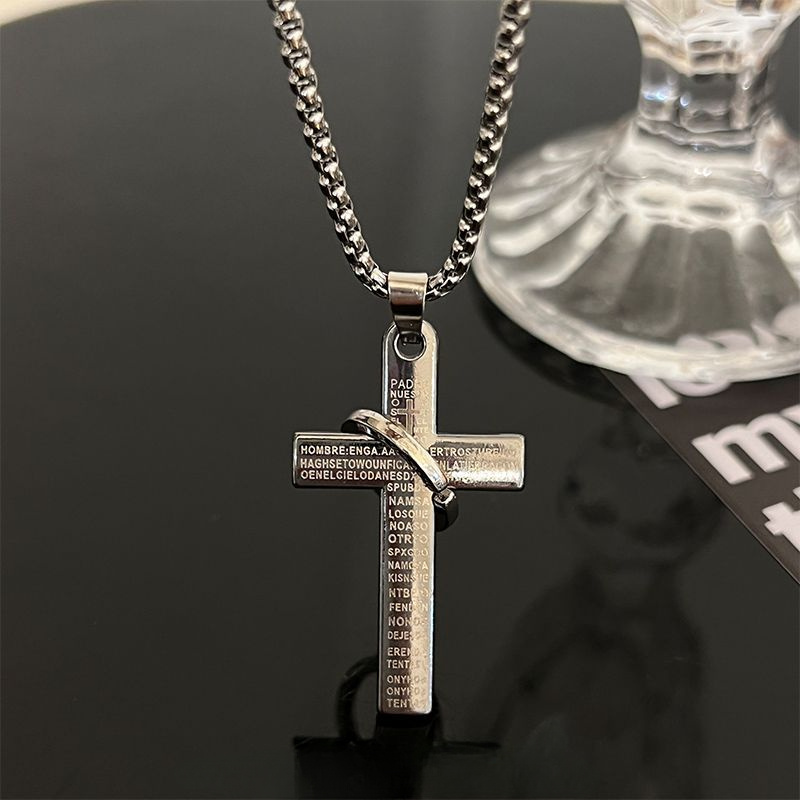 1pc Cross Pendant European And American Style Casual Copper Necklace For Men