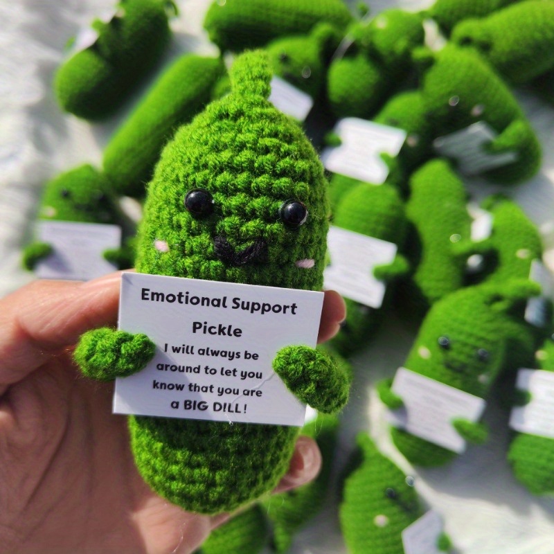 KHBVCG Handmade Emotional Support Pickled Cucumber Gift, Handmade Crochet  Emotional Support Pickles, Cute Crochet Pickled Cucumber Knitting Doll