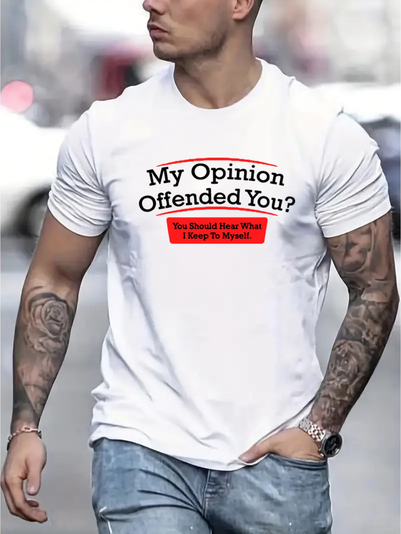 Opinion Offend Print Men's Round Neck Short Sleeve Tee - Temu Canada