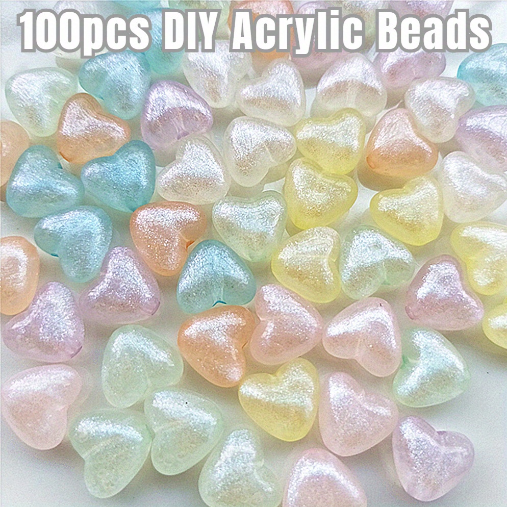 Mix Heart Spacer Beads Candy Color Acrylic Heart Beads - Temu