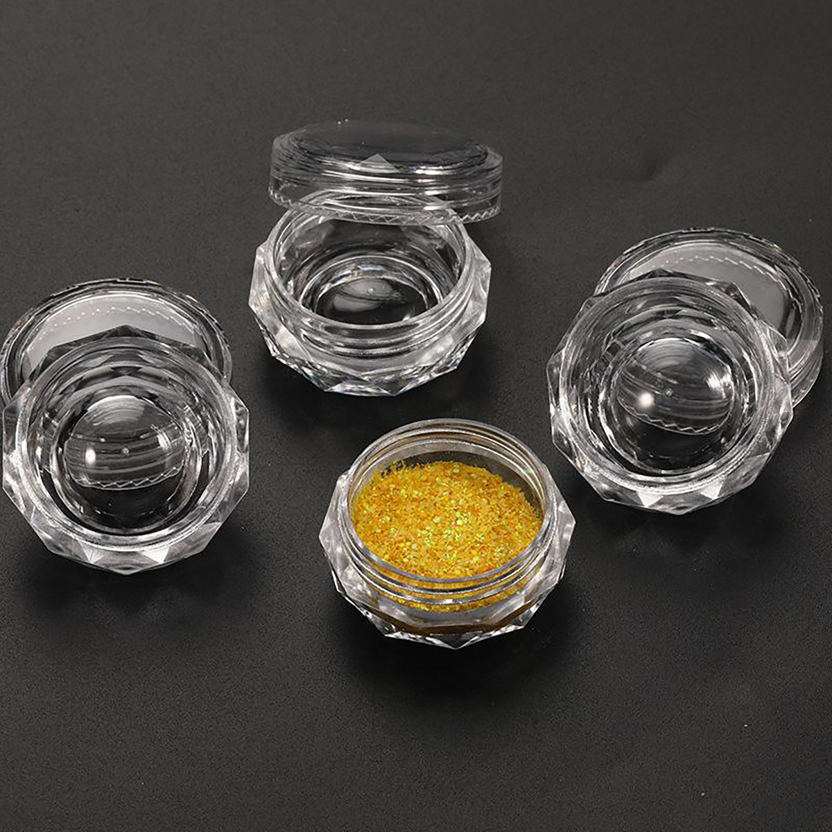 10 Glass 3/4oz 22cc Airbrush Bottles Jars w/ Lids Caps Paint