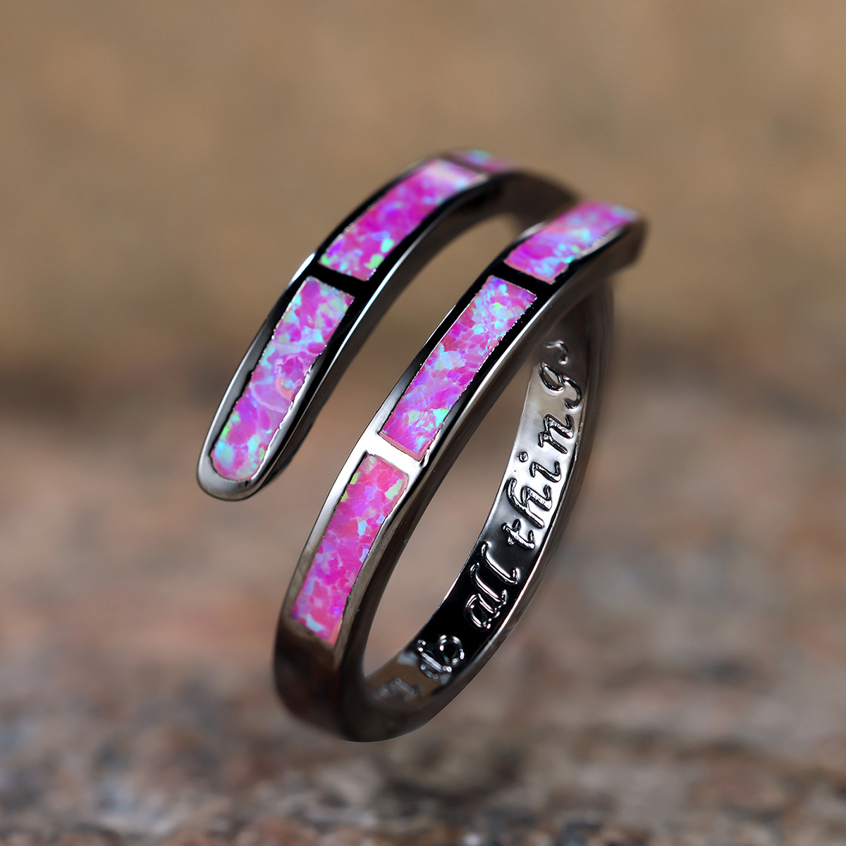 Engraved Australian Treasure Ring for Couple Bride Wedding
