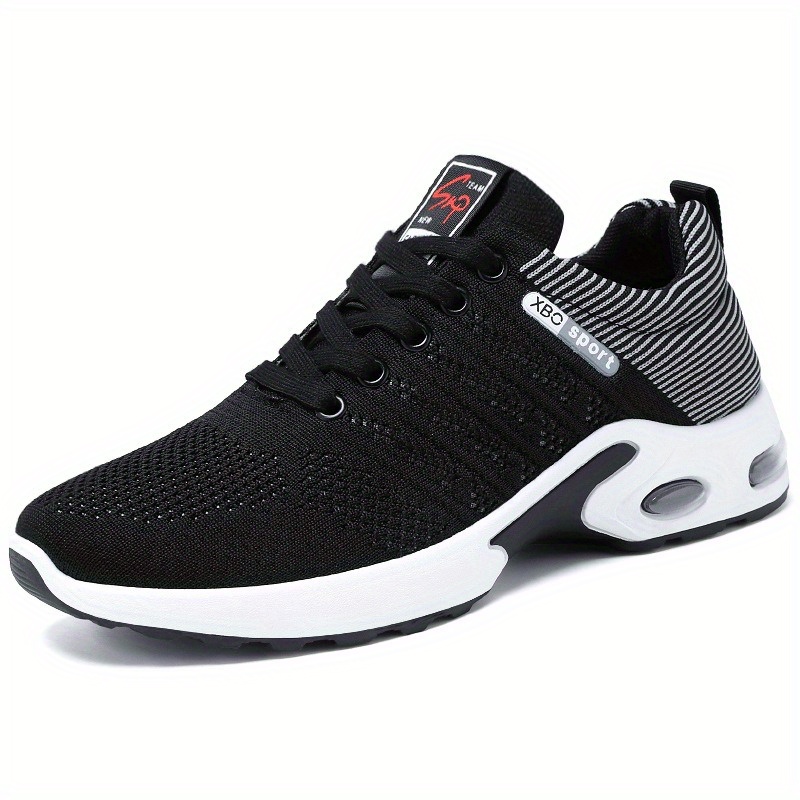 

Men's Trendy Woven Knit Breathable Running Shoes, Comfy Non Slip Lace Up Soft Sole Sneakers For Men's Outdoor Activities