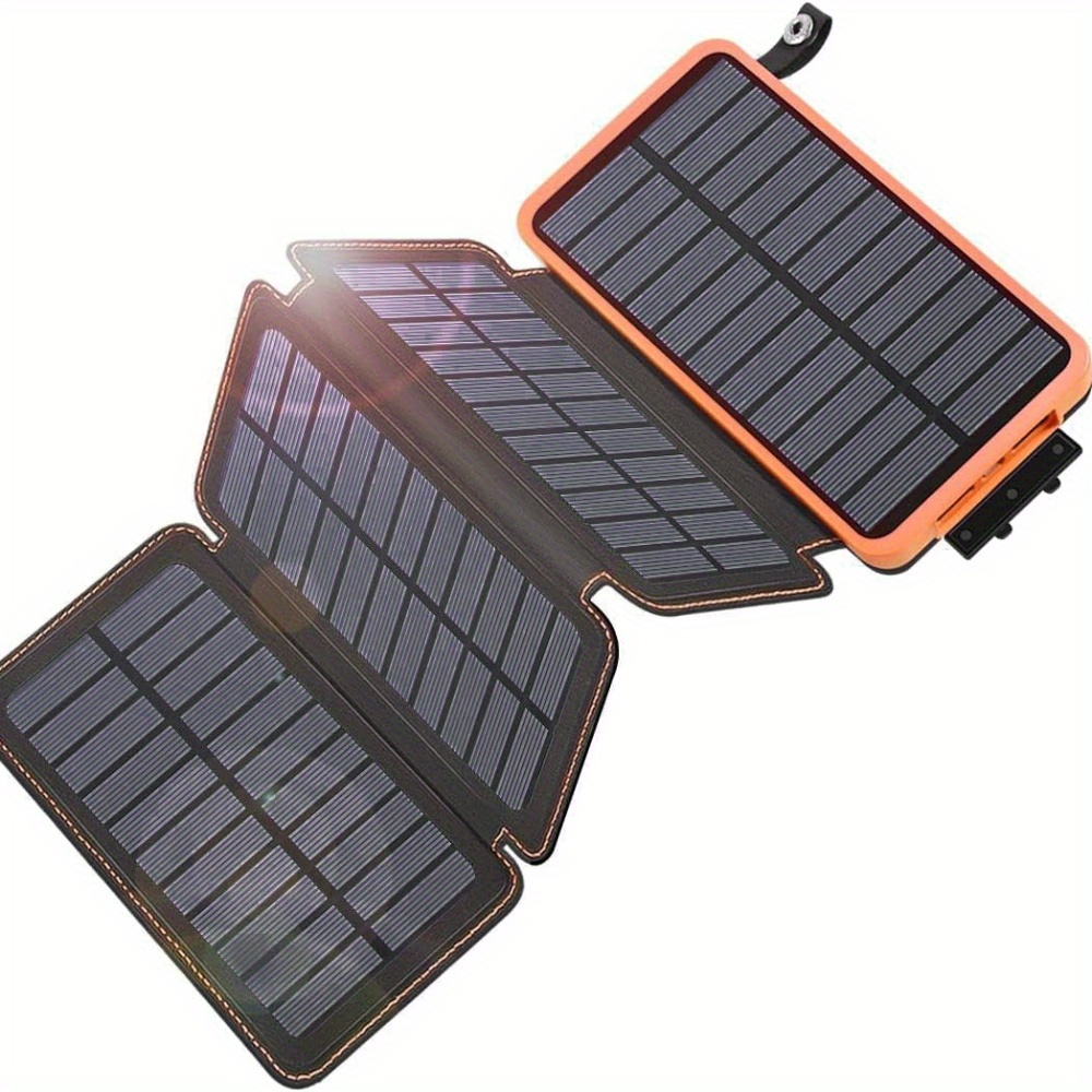 

1pc, Solar Charger 20000mah, Portable Solar Phone Charger With 4 Solar Panels, High Capacity Solar Power Bank External Battery Pack For Smart Phones, Tablets And Hiking, Camping