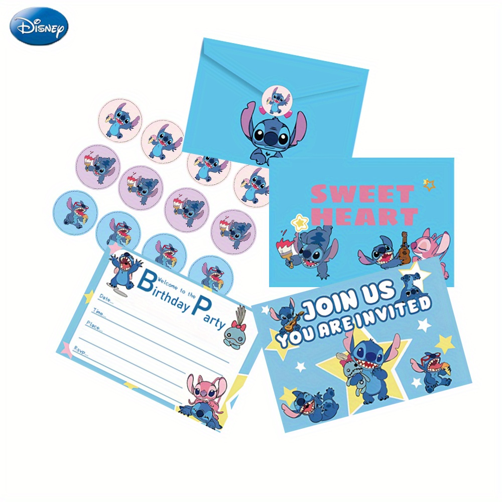  24 tarjetas de invitación de cumpleaños de Lilo Stitch con  sobres, suministros de fiesta de cumpleaños de Lilo Stitch para niños  fanáticos decoraciones de fiesta : Hogar y Cocina