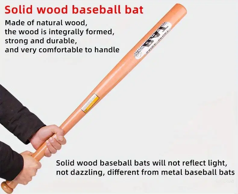 1pc solid wooden baseball bat professional hardwood baseball softball stick outdoor sports fitness equipment details 1