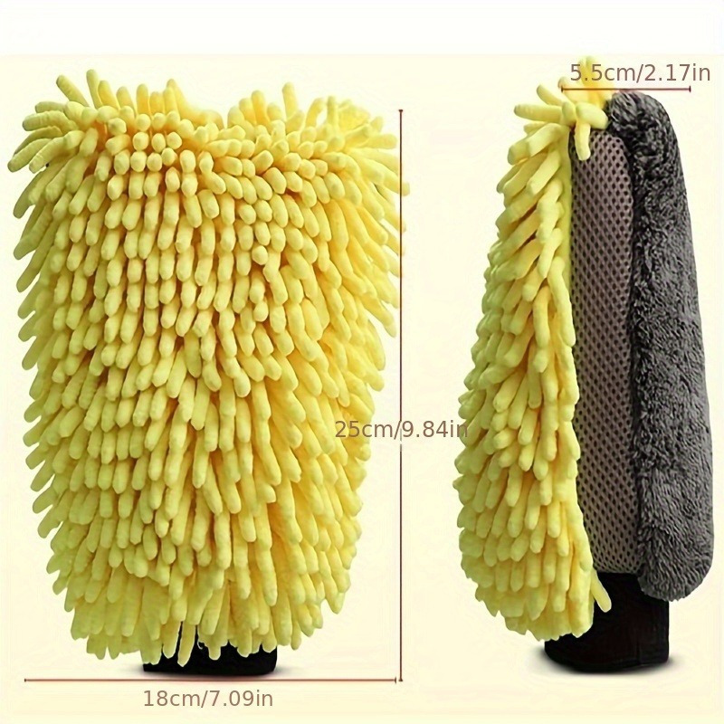 1pc/2pcs Chenille Microfiber Car Wash Mitt, Thick Car Cleaning Mitt, Double-sided Glove, Anti Scratch Car Cleaning Tool, Home Kitchen Plush Glove Tool