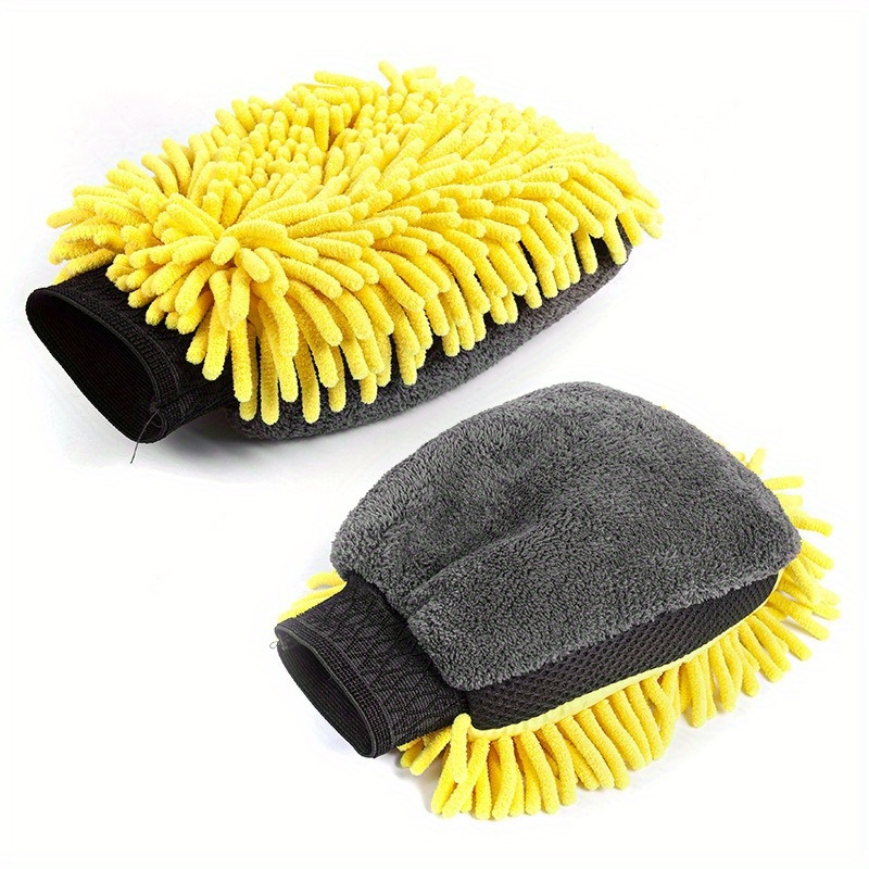 1pc 2pcs chenille microfiber car wash mitt thick car cleaning mitt double sided glove anti scratch car cleaning tool home kitchen plush glove tool details 0