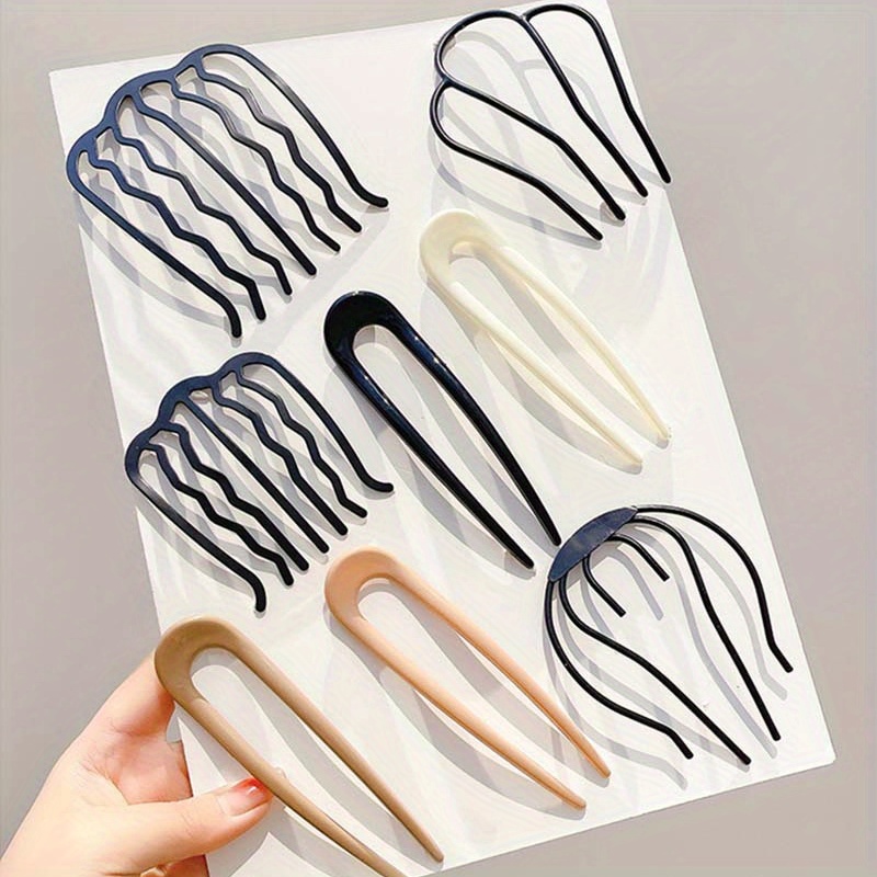 

8pcs/set Minimalist U-shaped Barrette Vintage Hair Barrette Stick French Style Wavy Hair Side Comb Hair Accessories Holiday Gift