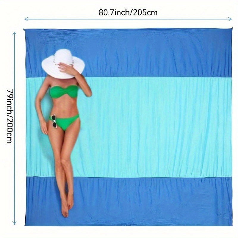Sandproof Beach Blanket for 4-7 Adults, Large & Compact Mat w/ 4 Stakes