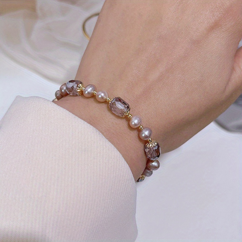 

Elegant Simplicity Style Freshwater Pearl Bracelet, 1pc Fashion Jewelry, Ideal For Wedding, Anniversary, Mother's Day & Valentine's Gift