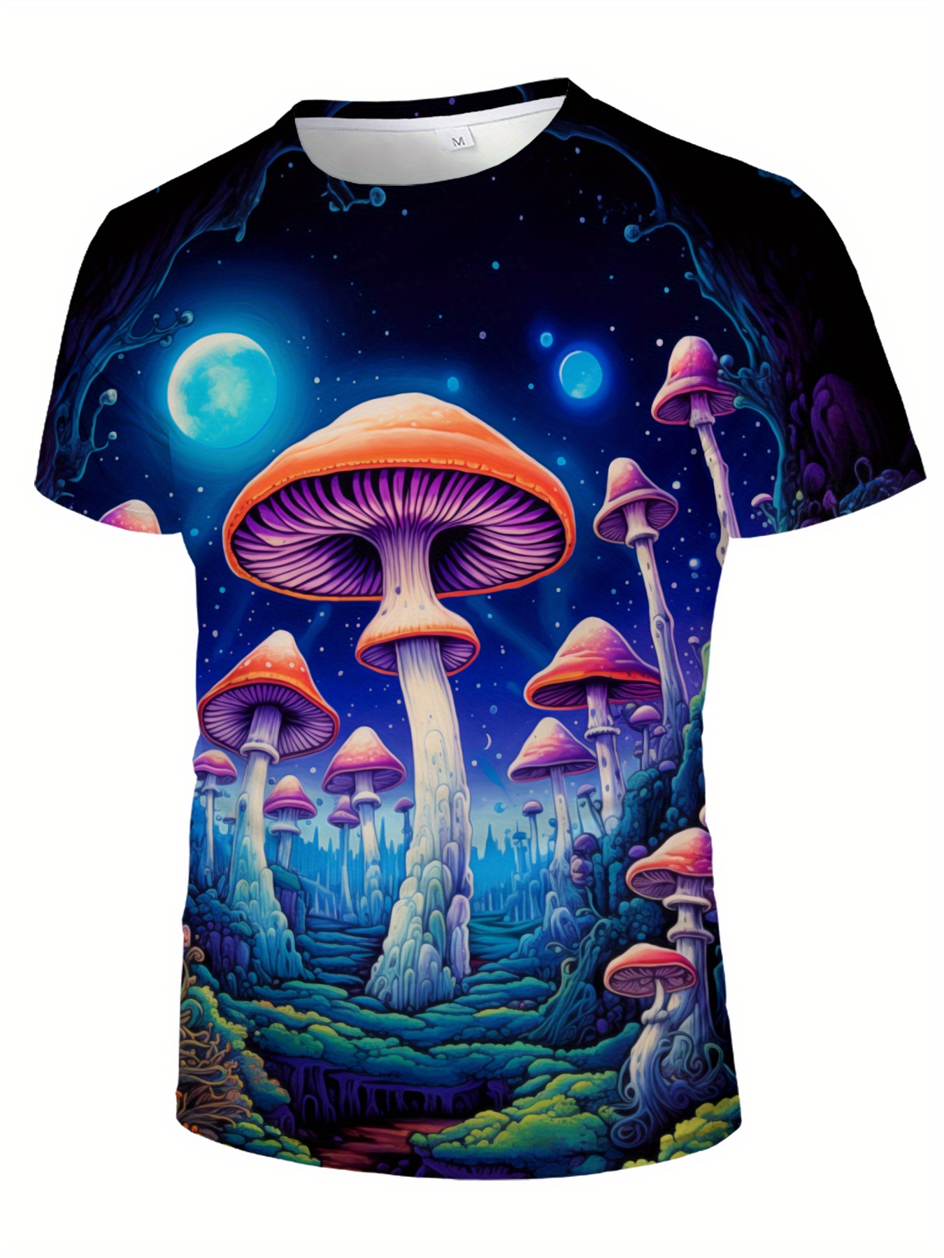 men's fantasy mushroom forest 3d print t shirt oversized - Temu