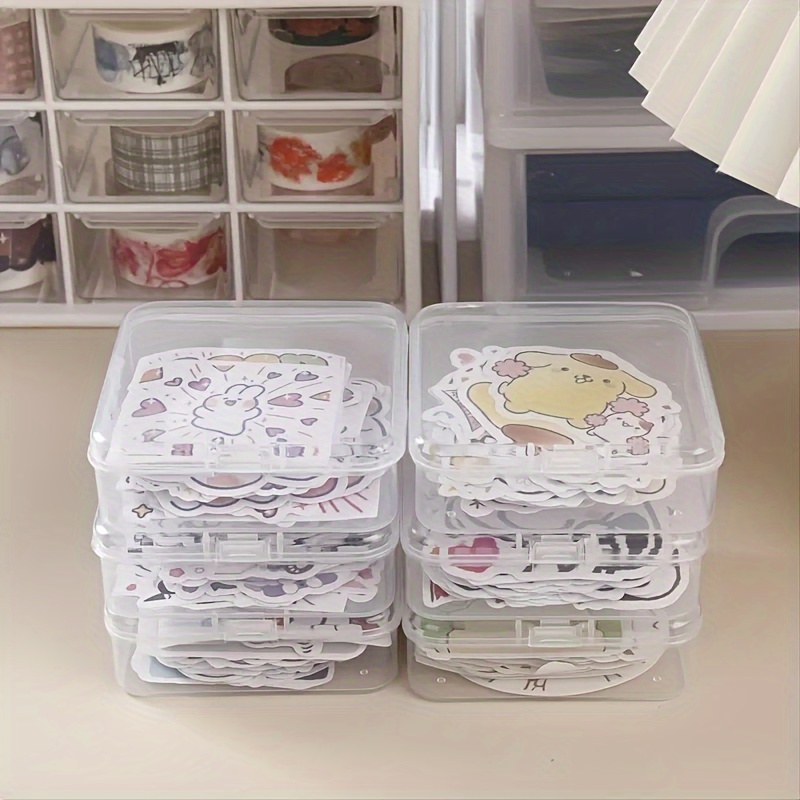 Small Transparent Storage Box Hinged Lids Sticker - Temu