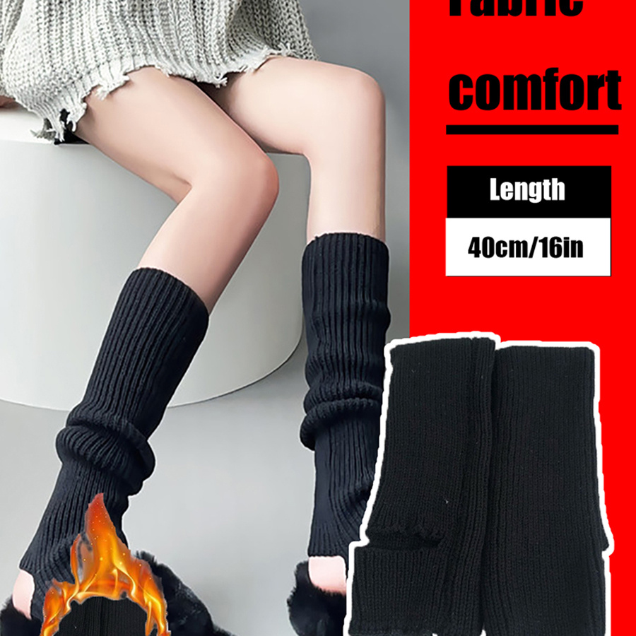 Faux Fur Solid Leg Warmers Y2k Thickened Knee High Socks - Temu