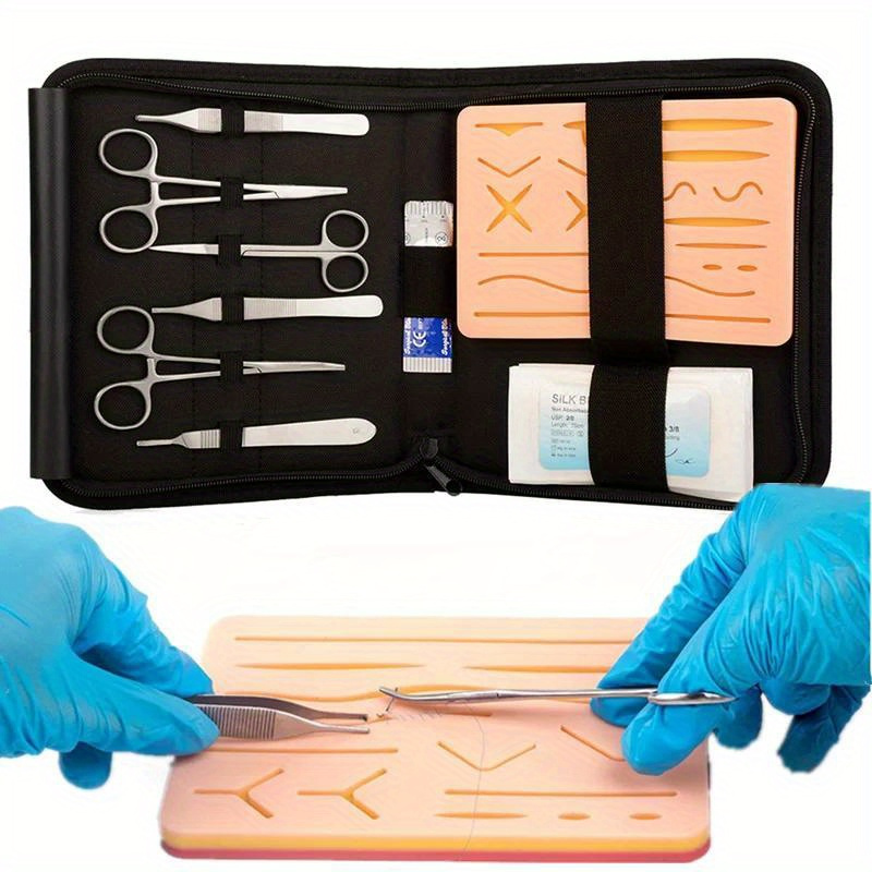 Suture Training Kit, Medical Suture Practice Kit Include 17 Pre-Cut Wounds  Suture Pad, Suture Tools, Suture Thread and Needle