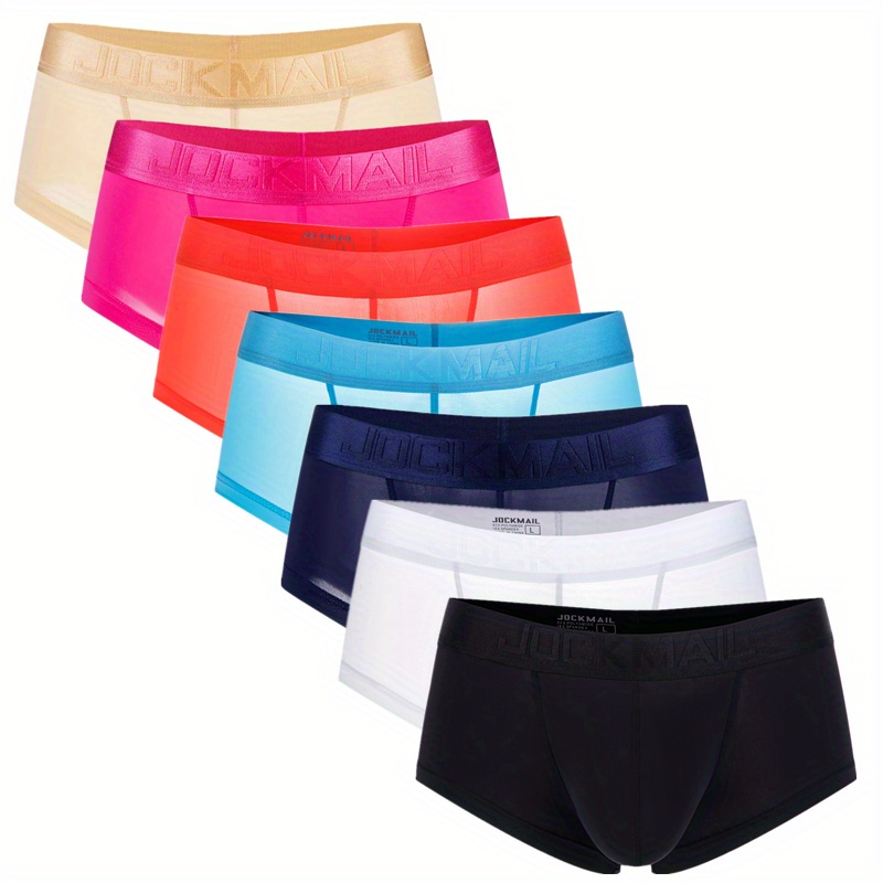 

7pcs Men's Ice Silk Cool Thin Boxer Briefs Shorts, Sexy Low Waist Quick Drying Boxer Trunks, Sports Underpants, Men's Underwear