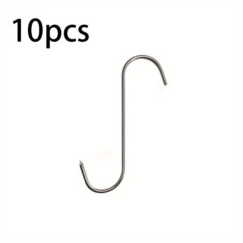10Pcs Stainless Steel S Hooks With Sharp Tip, Butcher Meat Hook Tool For  Hot And Cold Smoking Sausage Grill Duck Hanging Hooks