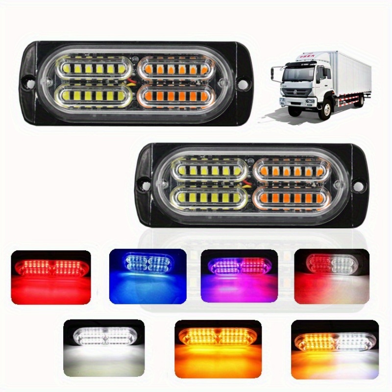 Luz estroboscópica LED, 12 V/80 luces de advertencia ámbar, luz de  emergencia intermitente con imán para camiones y vehículos