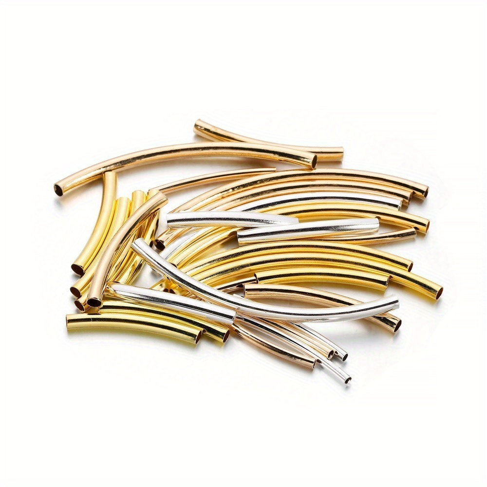 Image of 100pcs/pack 20 25 30mm Bead Materials Glossy Bent Tube Bright Long Round Tube Jewelry Additions Bangle Supplies