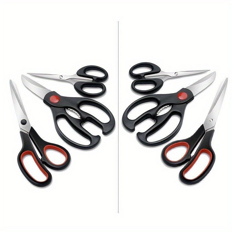 pack of 3 stainless steel kitchen shears set multifunctional heavy duty scissors for chicken meat herbs and tailoring details 4