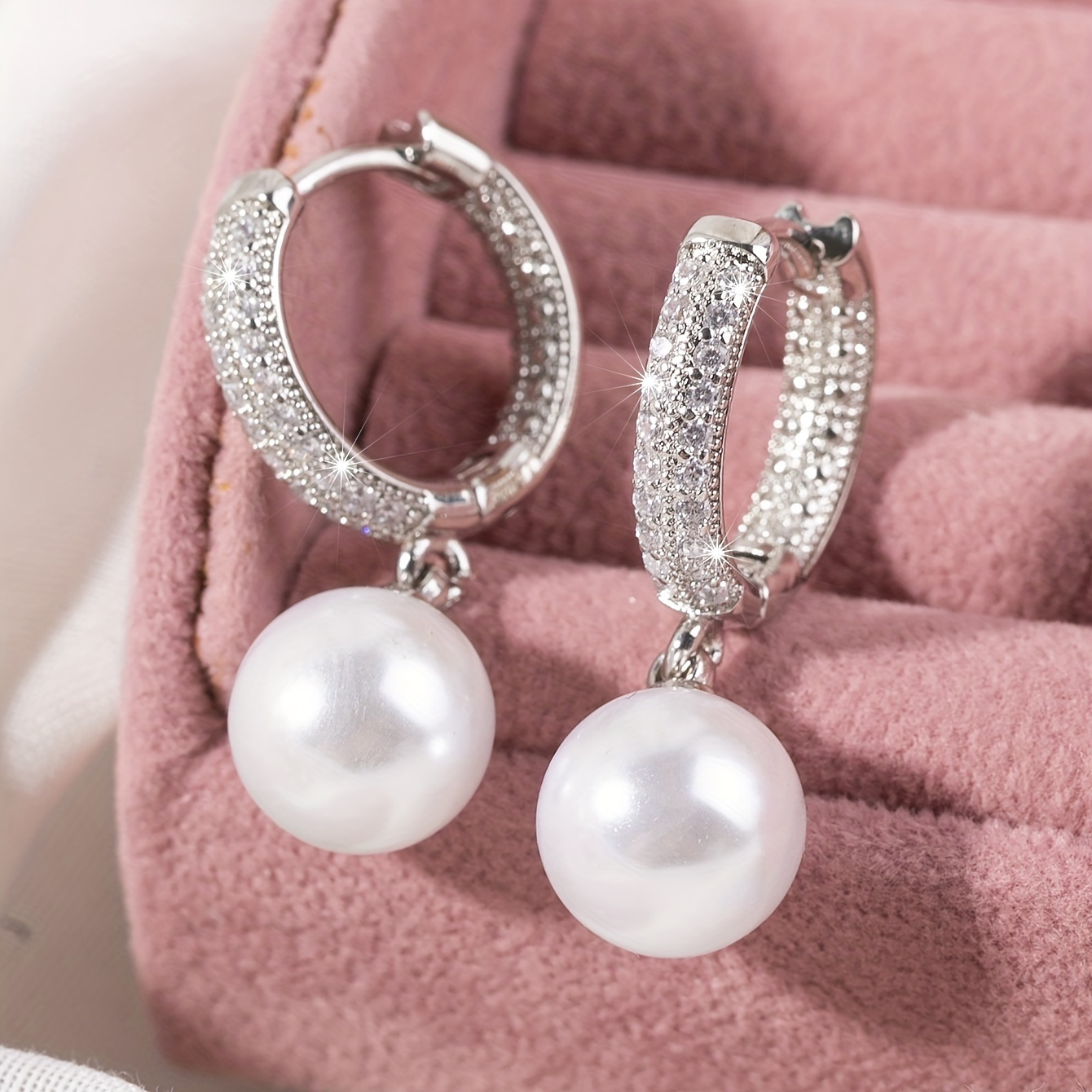 

Light Luxury Rhinestone Decor Earrings Faux Wedding Engagement Party Jewelry Accessories