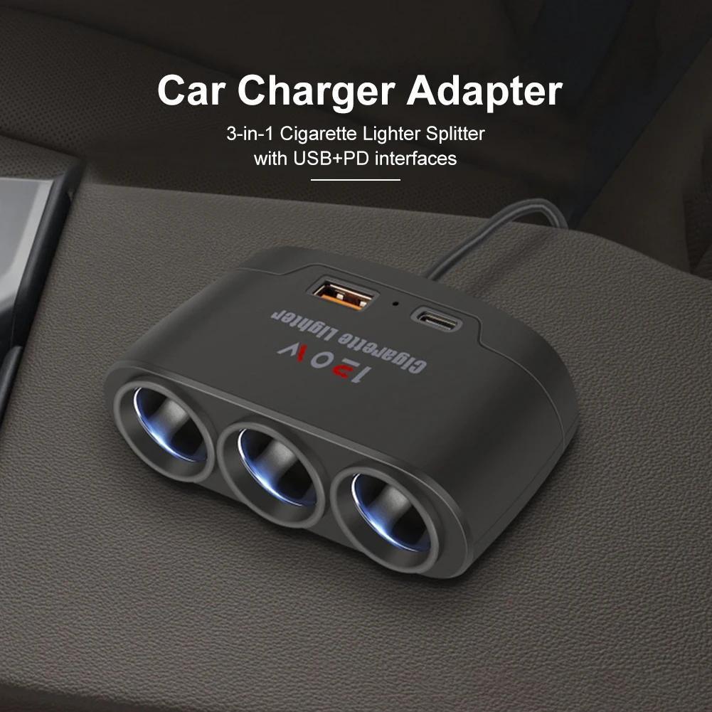 Newest Car Charger 3 Socket Adapter with Dual USB Interfaced