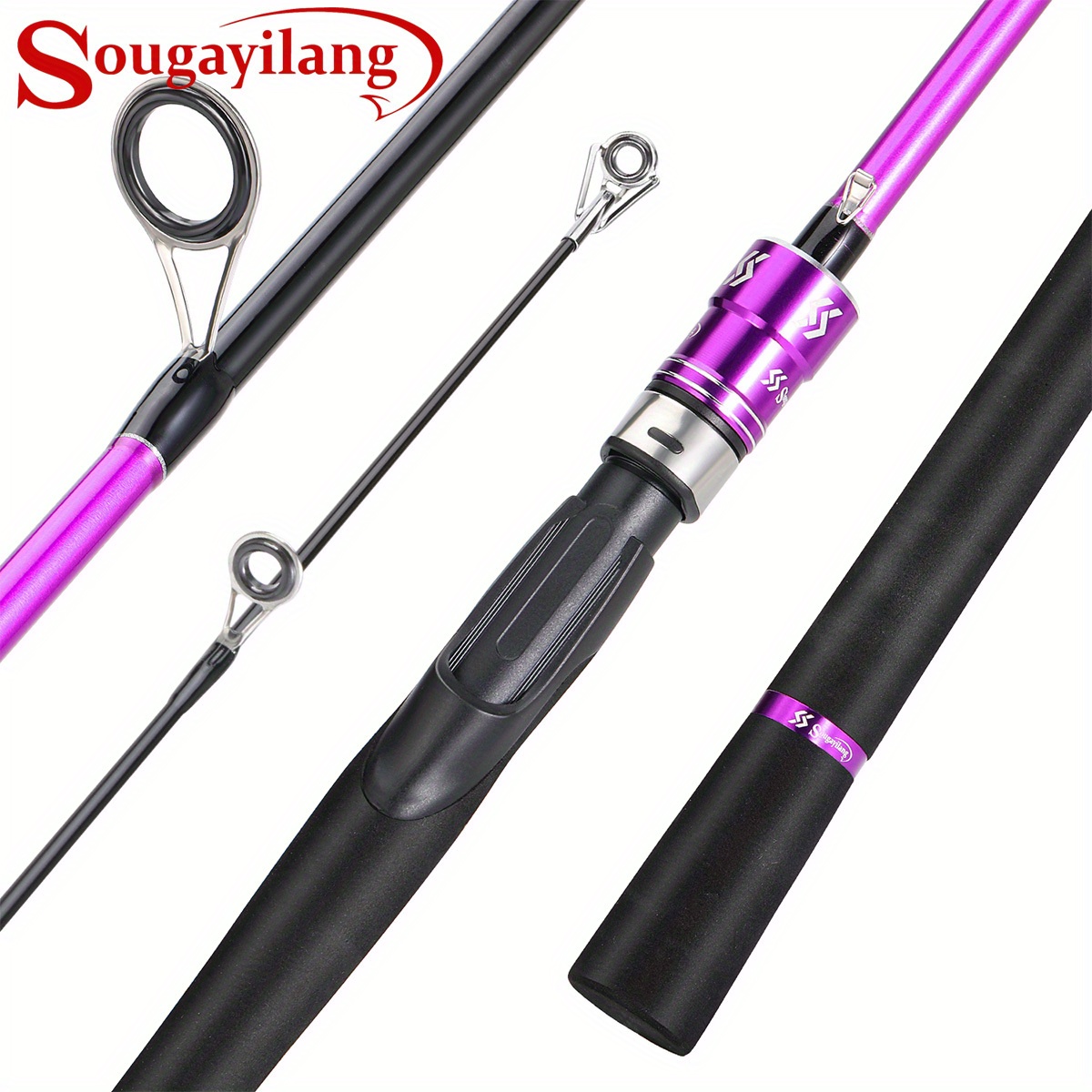 Sougyilang 2-piece 180cm/6ft Fishing Rod, Solid Carbon Fiber